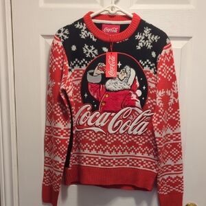 Coca-Cola Holiday Sweater with Santa drinking a coke Design brand new XS